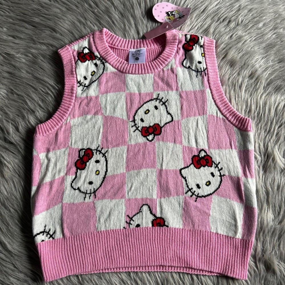 Hello Kitty By Sanrio Sleeveless Sweater Vest Womens Size Medium Pink Shirt